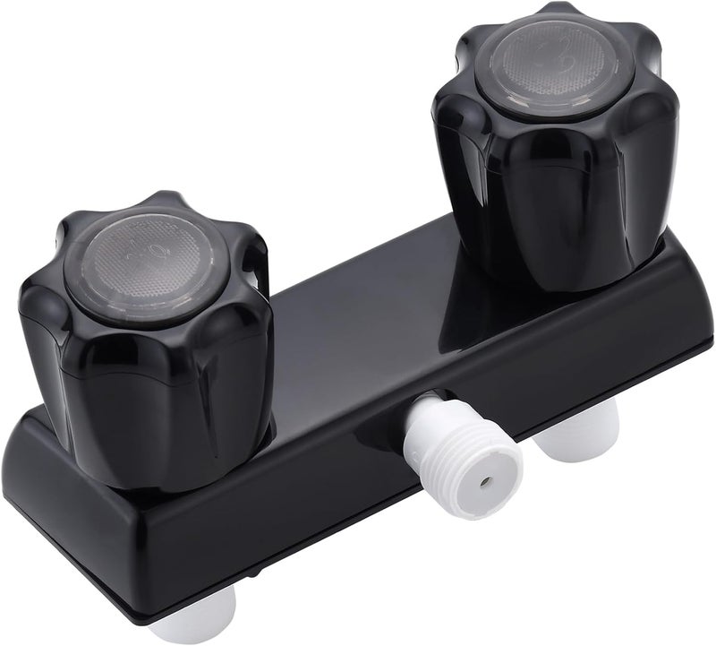 LavishStream RV Shower Faucet, 4" Shower Valve Diverter with Dual Acrylic Control Knobs, Leak-Proof Design for RV Camper Van Travel Trailer Bathroom (Indoor/Outdoor Use), Black - Image 1